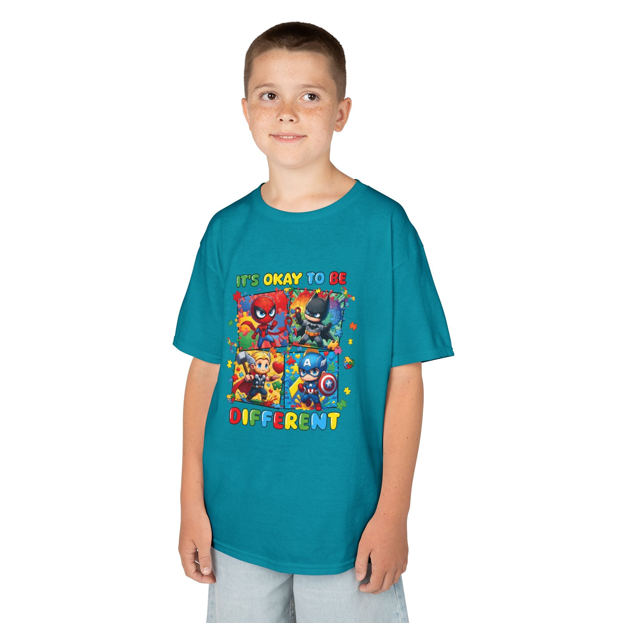 Kids 'It's Okay to Be Different' Graphic Tee — Colorful Inclusive Cartoon Design