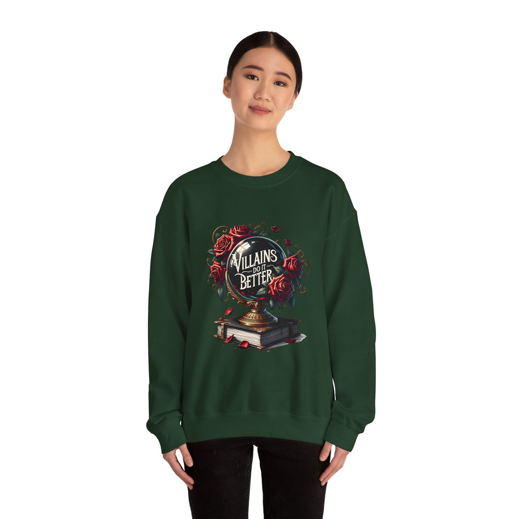 Villains Do It Better Crewneck Sweatshirt — Gothic Rose Book Lover Pullover
