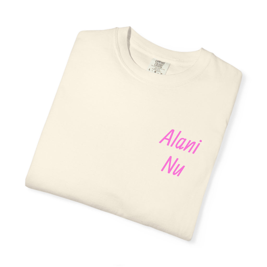 Graphic T-Shirt — Vibrant Pink Dessert Collage with 'Alani Nu' Chest Script