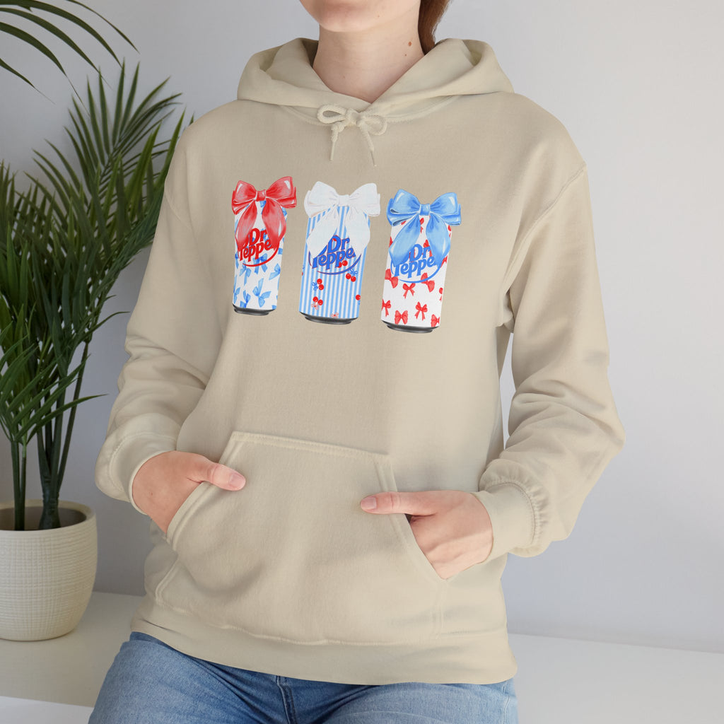 Gift Box Trio Hoodie - Red White Blue Ribbon Holiday Sweatshirt