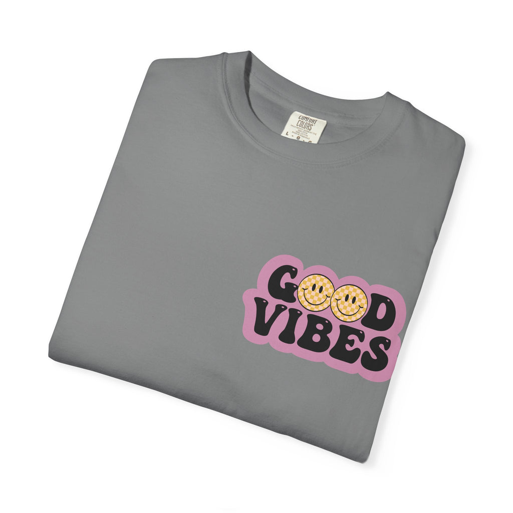 Good Vibes Retro Graphic T-Shirt — Free Spirit Smiley Desert Design