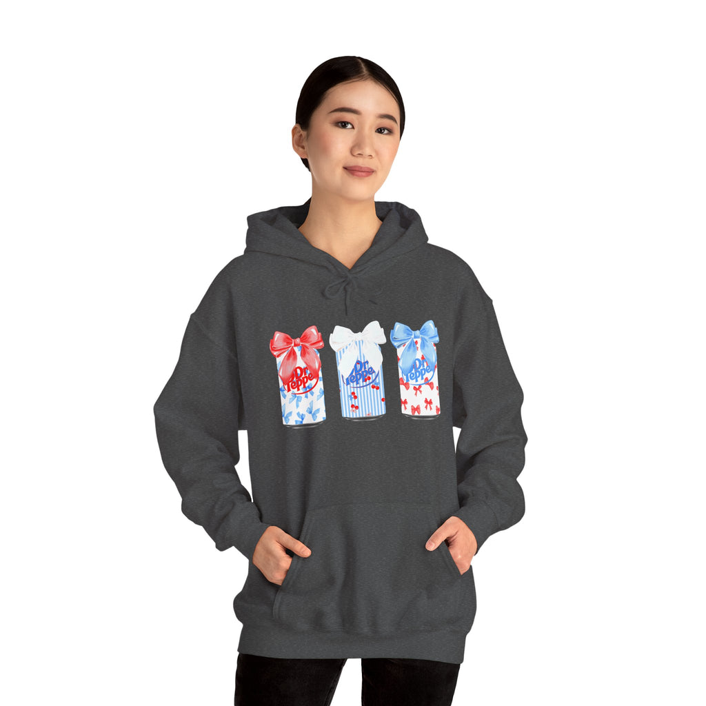 Gift Box Trio Hoodie - Red White Blue Ribbon Holiday Sweatshirt