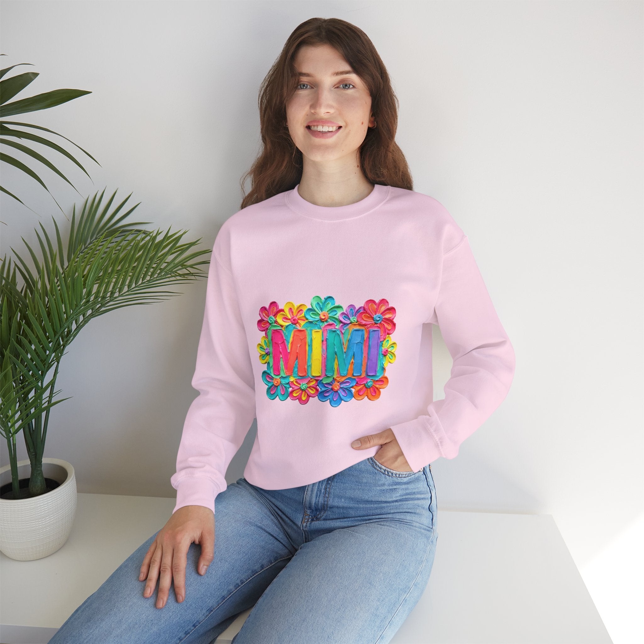 Mimi Floral Crewneck Sweatshirt — Colorful Retro Flower Graphic