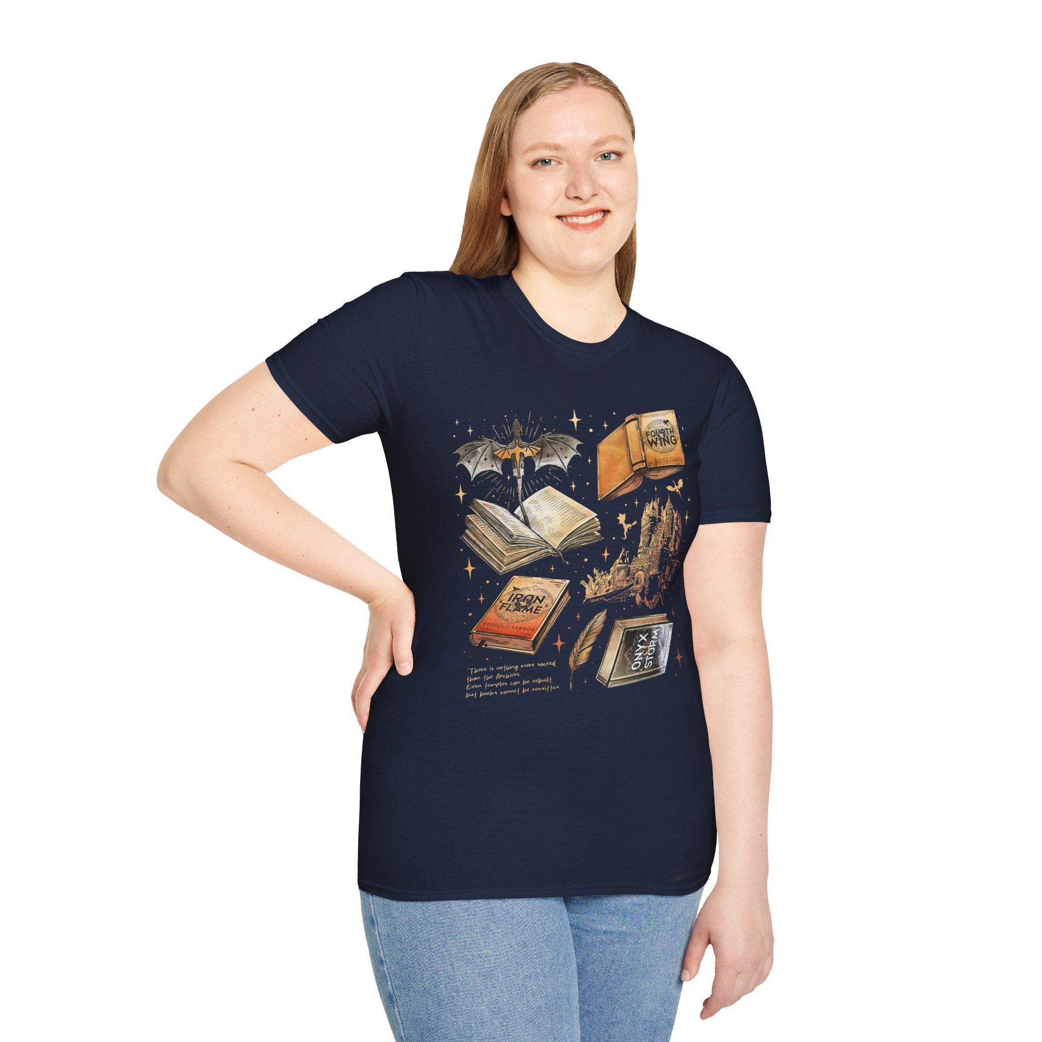 Book Dragon T-Shirt — Vintage Magical Books & Bat Illustration