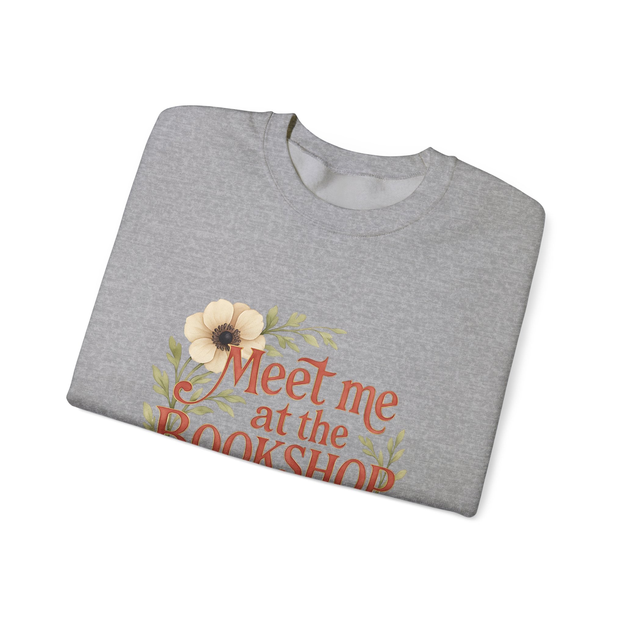 Bookshop Sweatshirt — "Meet Me at the Bookshop" Floral Cozy Crewneck