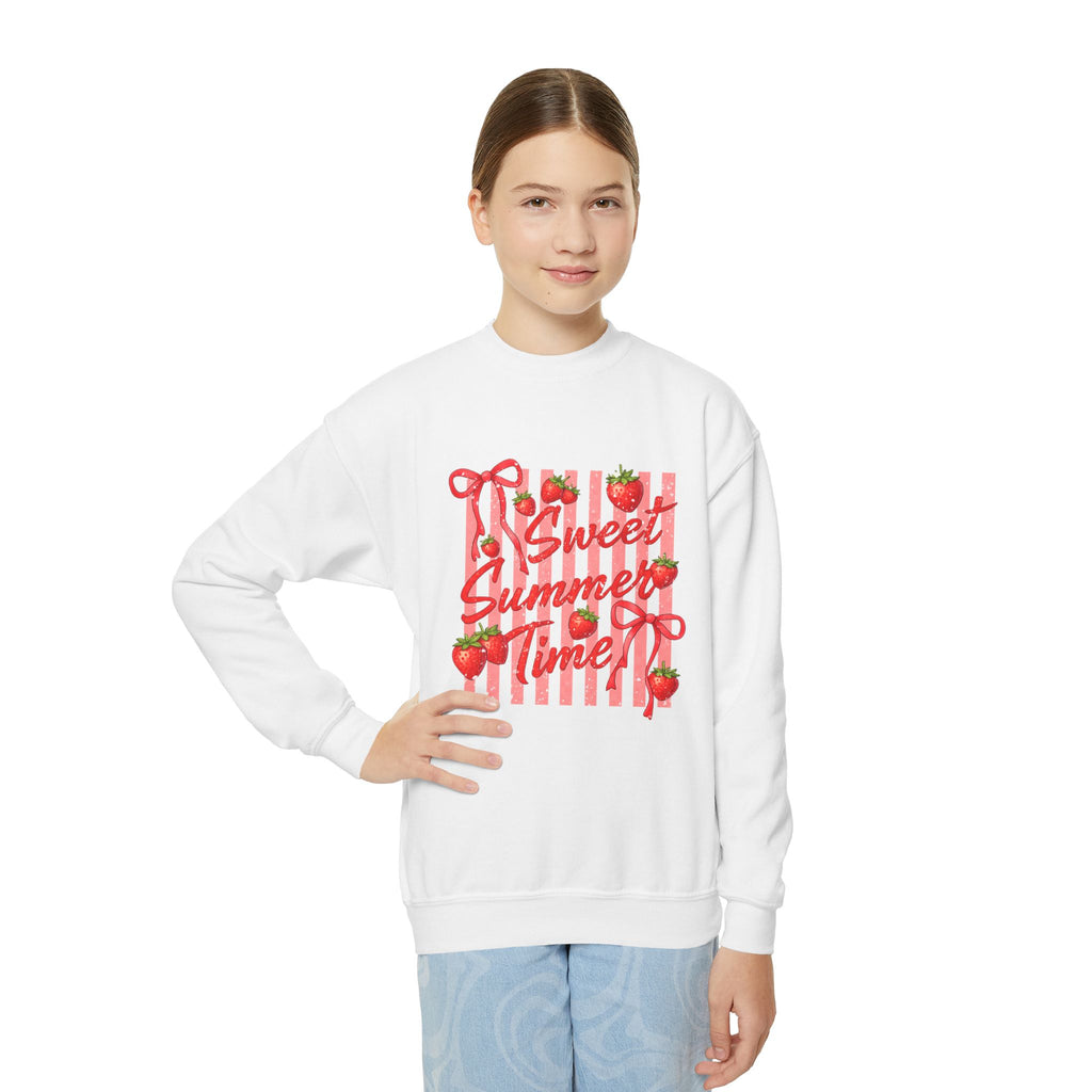 Youth Sweatshirt - "Sweet Summer Time" Strawberry Graphic Crewneck