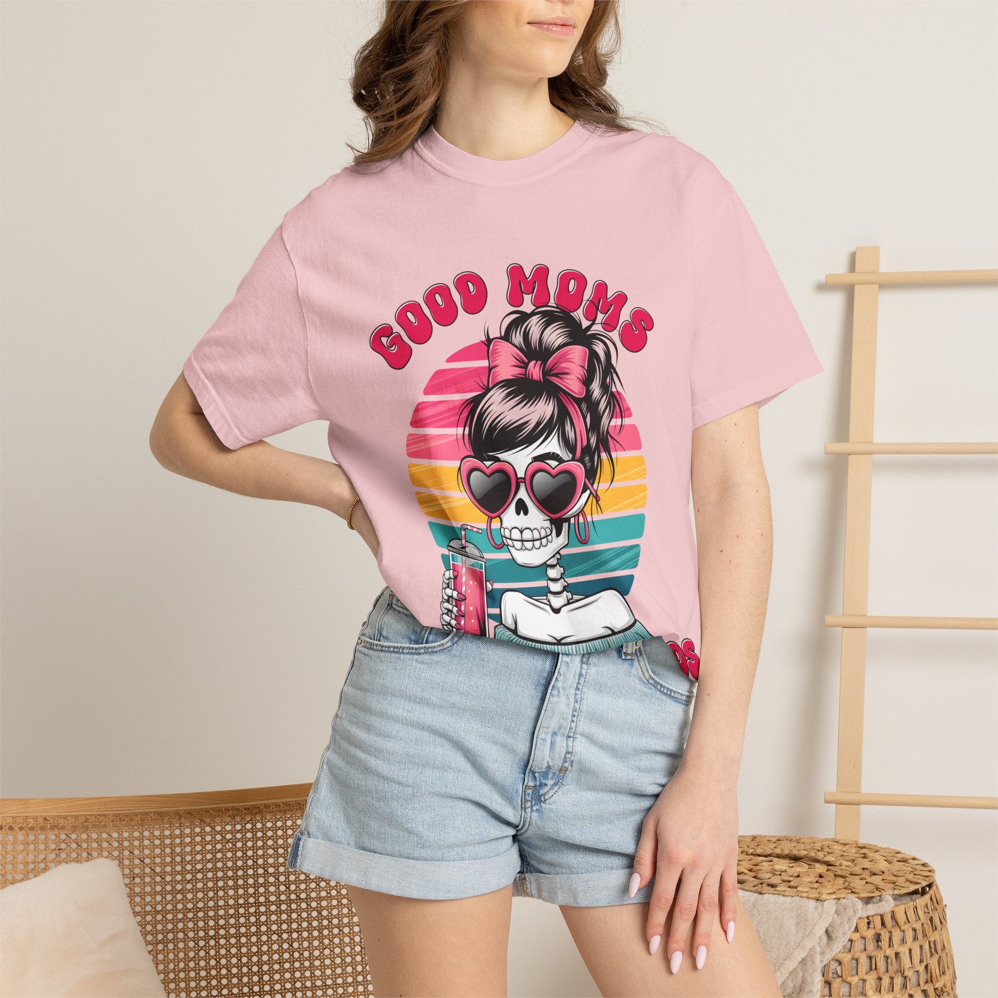 Graphic T-Shirt — "Good Moms Say Bad Words" Retro Skull Mom Tee