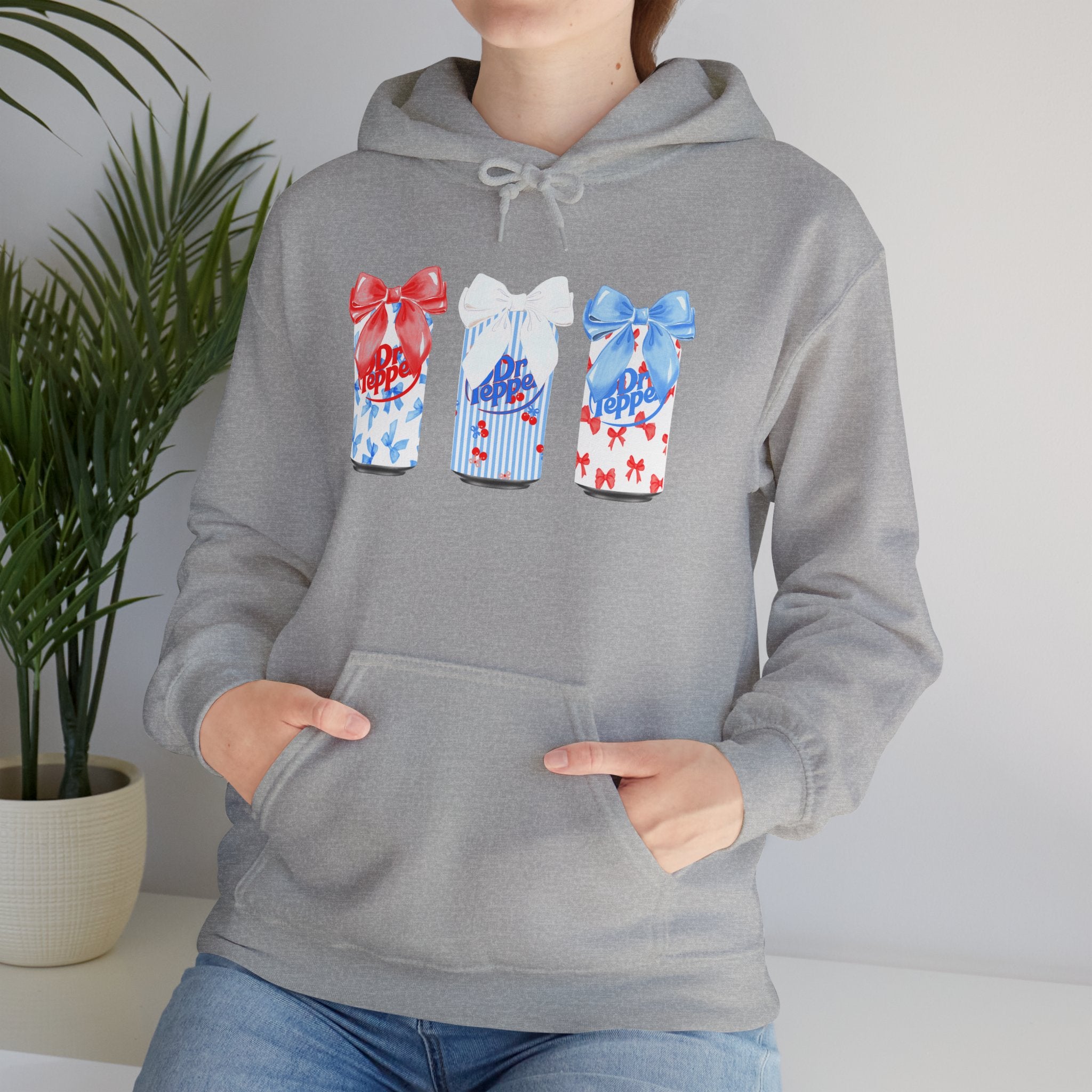 Gift Box Trio Hoodie - Red White Blue Ribbon Holiday Sweatshirt