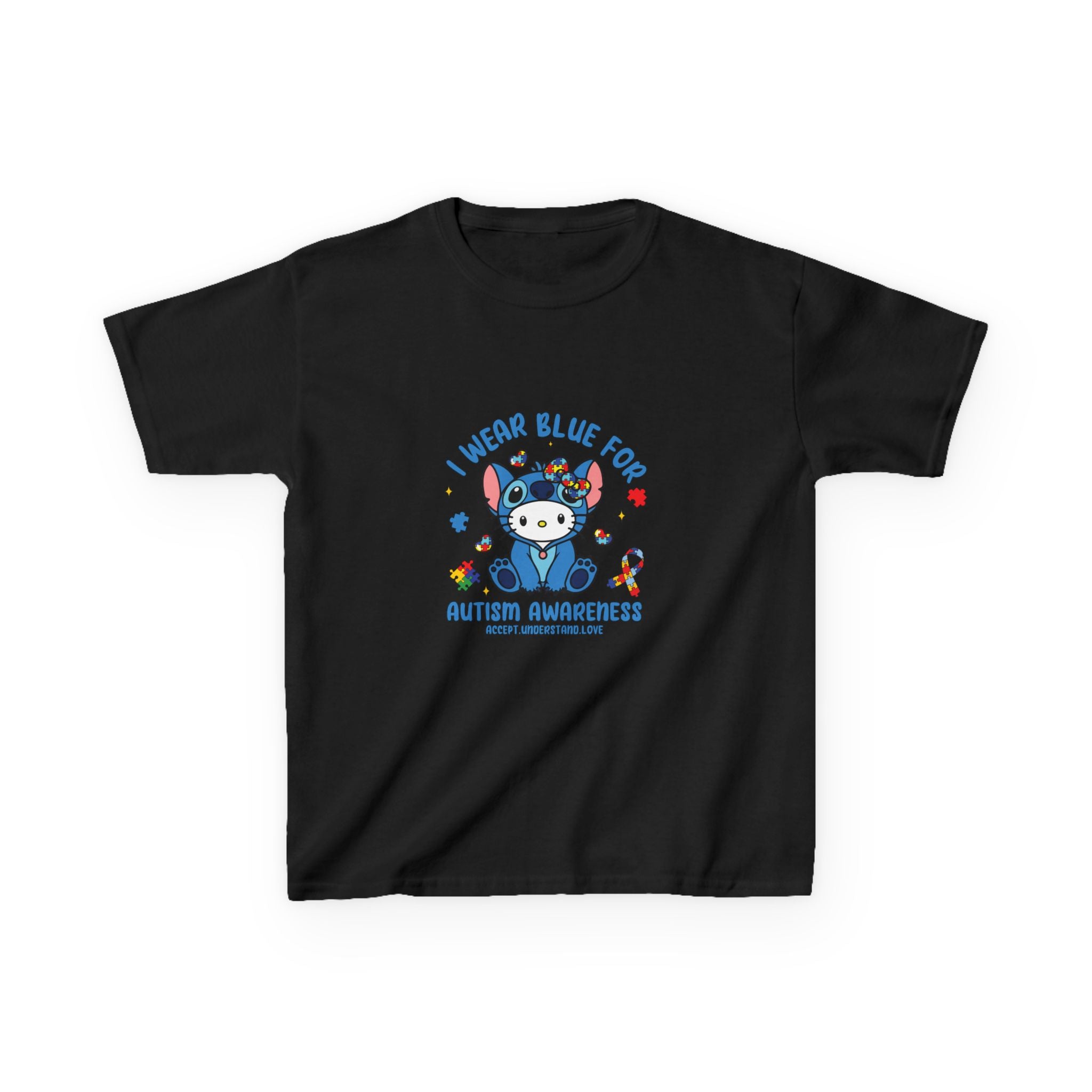 Kids Tee — "I Wear Blue for Autism Awareness" Cute Panda Autism Awareness Shirt