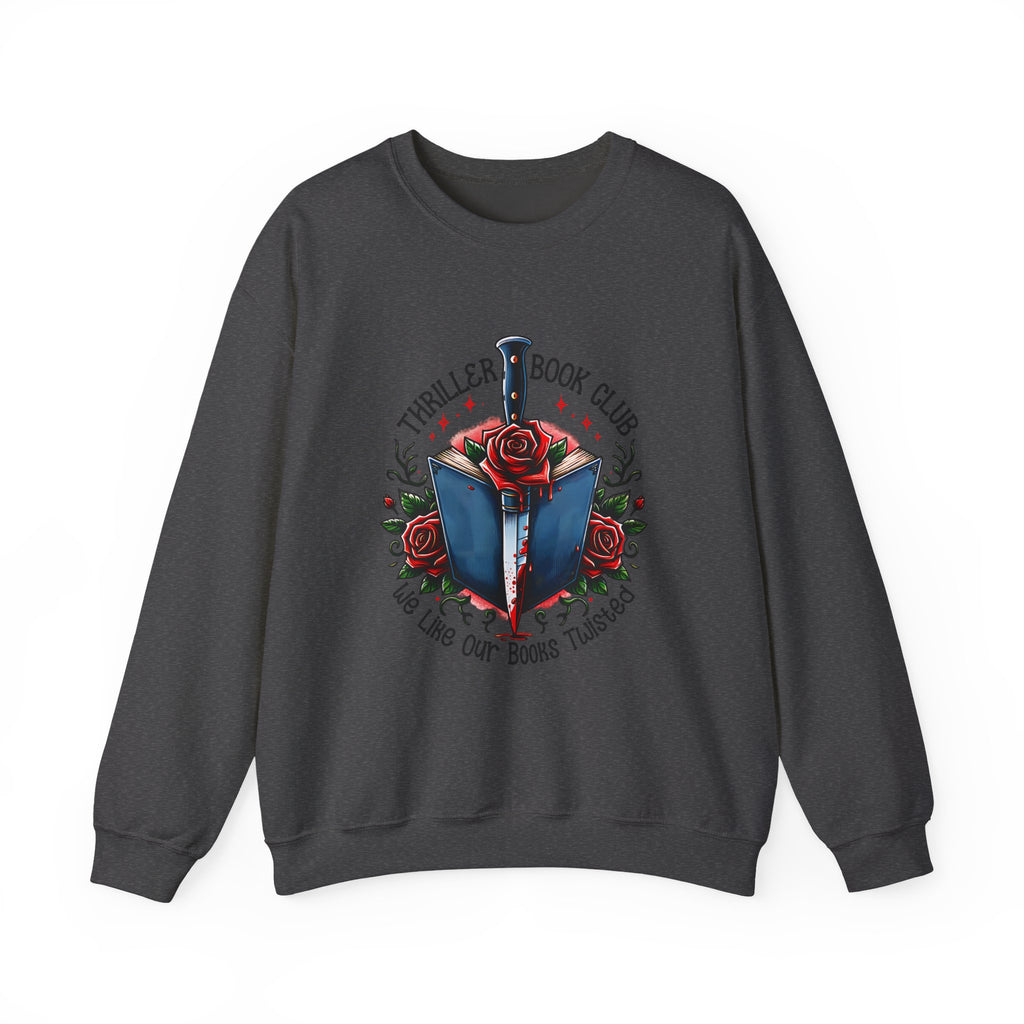 Thriller Book Club Sweatshirt — "We Like Our Books Flipped" Gothic Rose & Dagger Crewneck