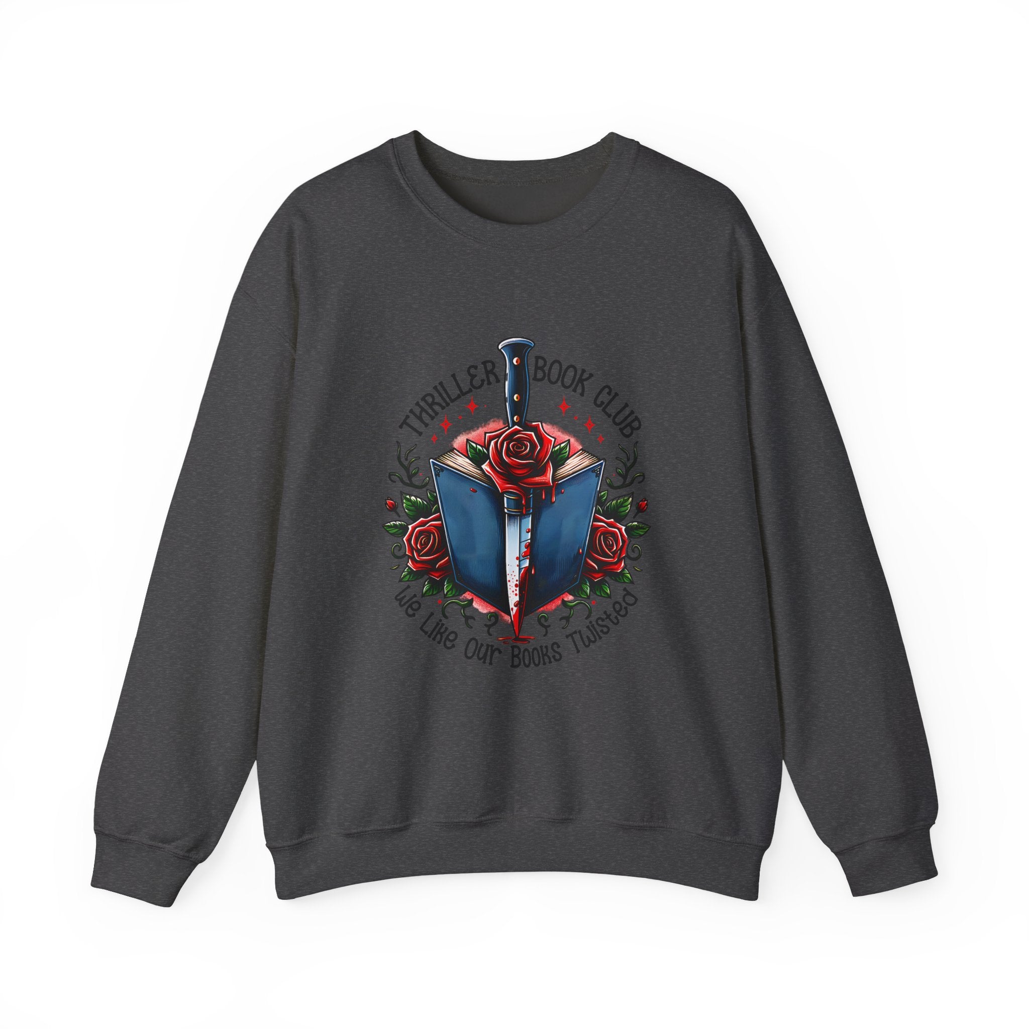 Thriller Book Club Sweatshirt — "We Like Our Books Flipped" Gothic Rose & Dagger Crewneck