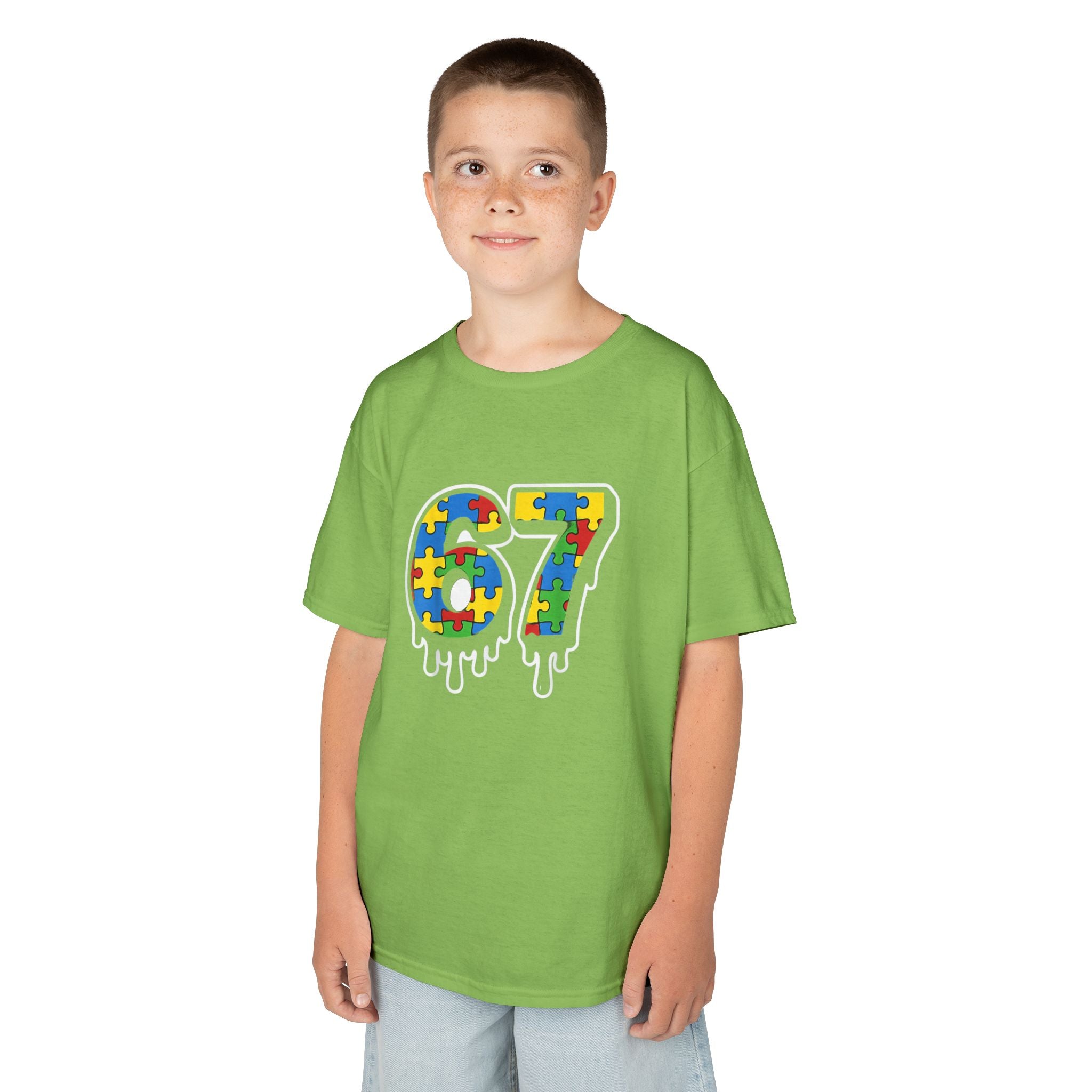 Kids Puzzle Number 67 T-Shirt — Colorful Autism Awareness Tee
