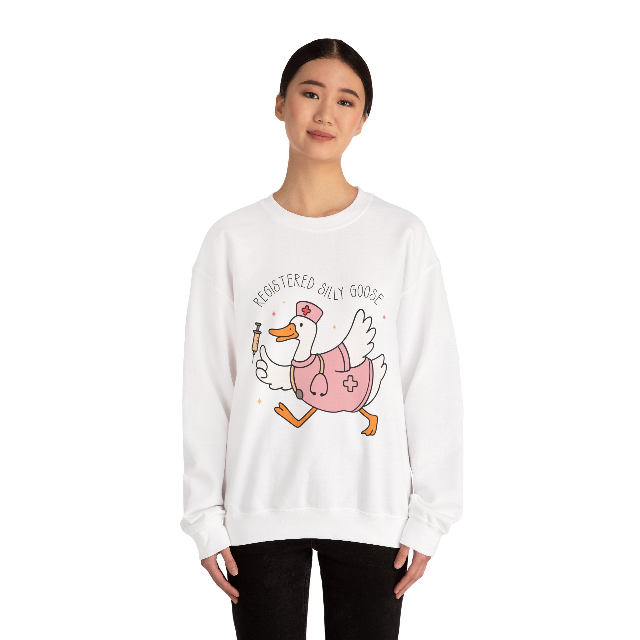 Registered Silly Goose Sweatshirt — Cute Nurse Goose Graphic Crewneck