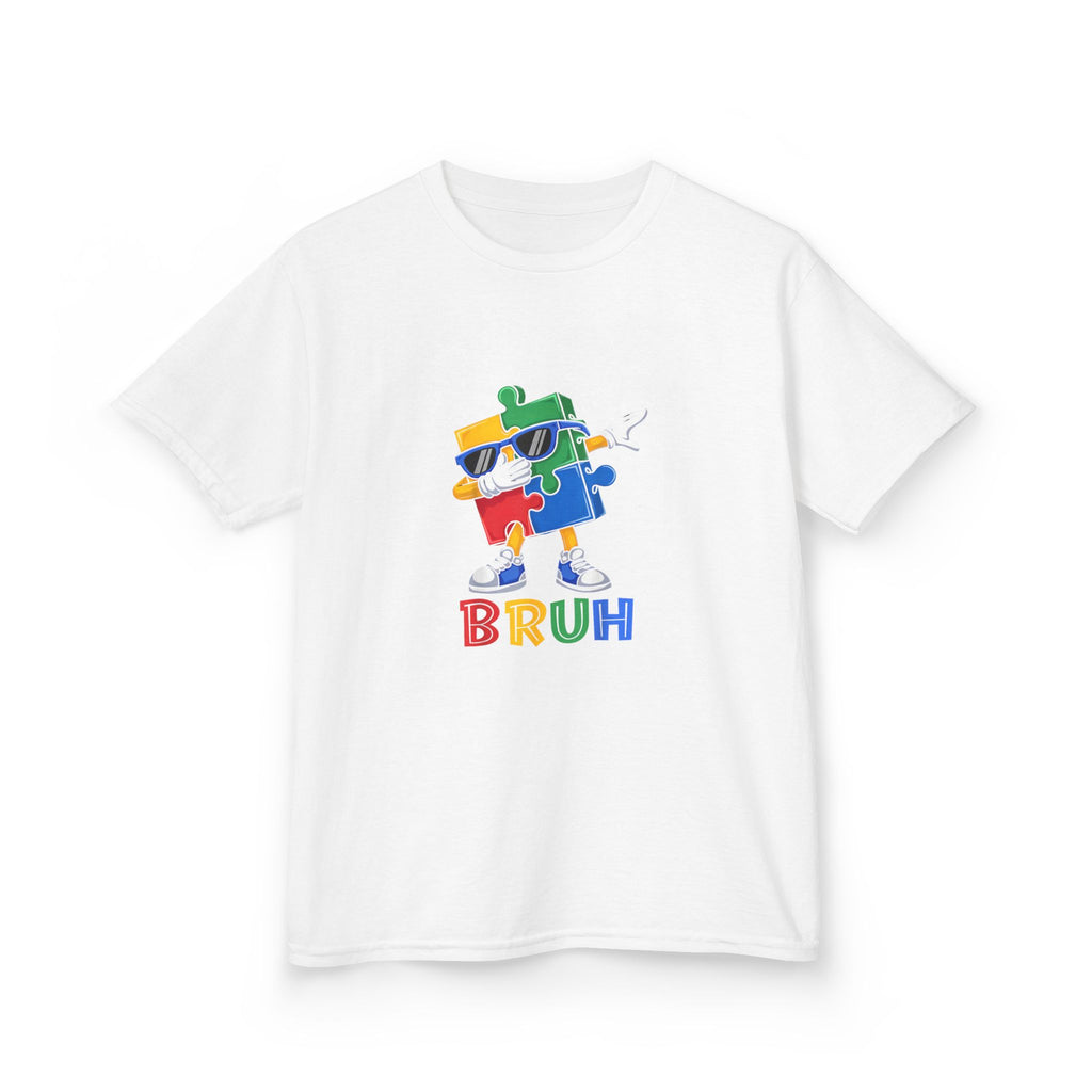 Kids 'BRUH' Colorful Puzzle Robot Tee - Fun Graphic Shirt for Boys & Girls