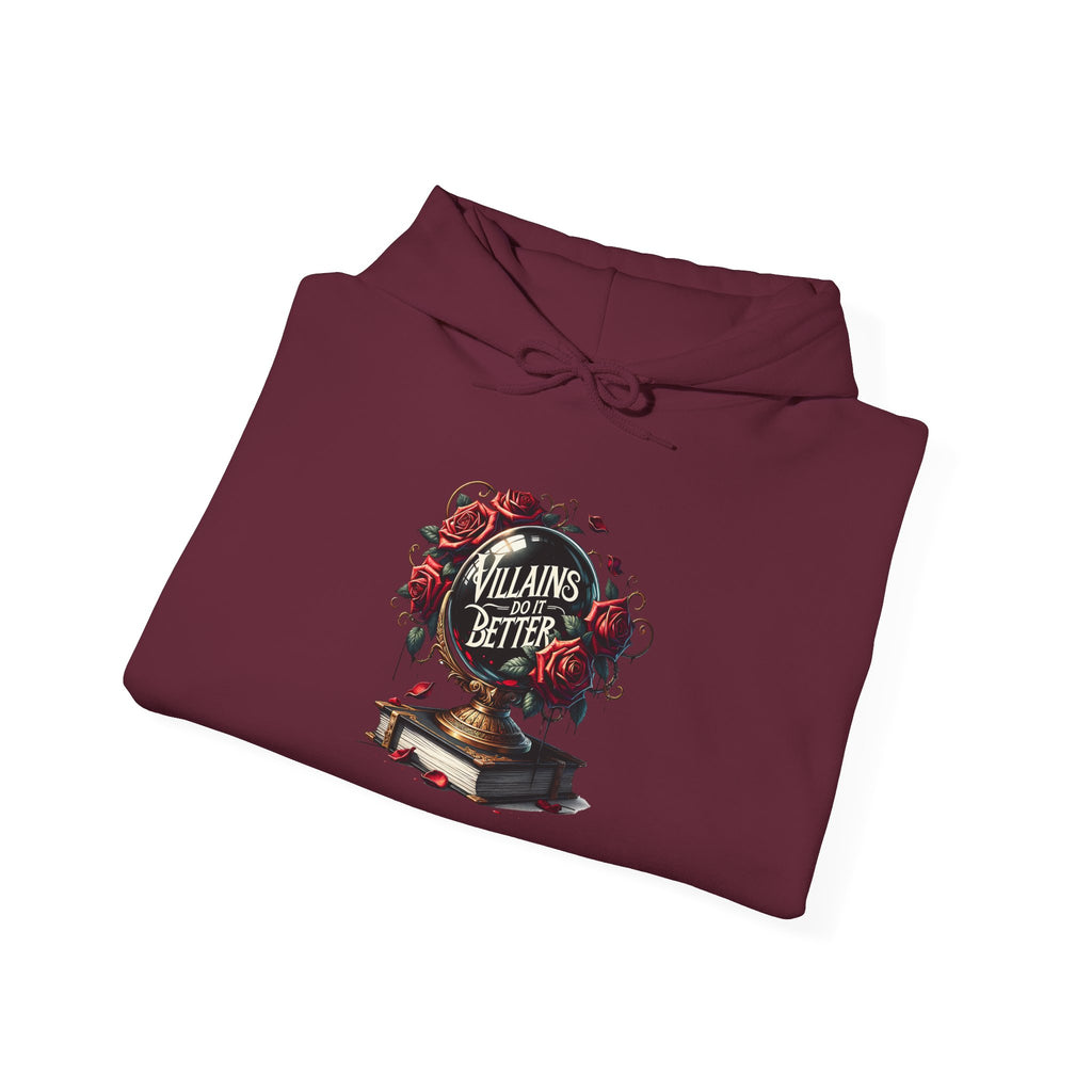 Villains Are Better Hoodie — Gothic Book & Rose Graphic Sweatshirt