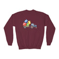 Youth Crewneck Sweatshirt – Tractor with Colorful Puzzle Pieces Kids Pullover (Autism Awareness)
