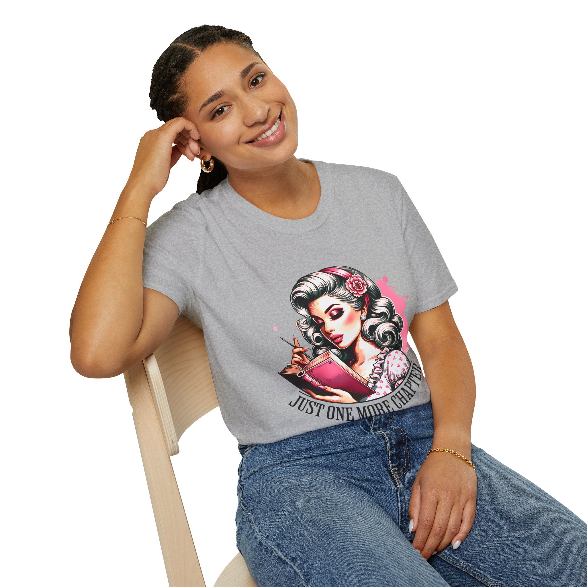 T-Shirt — Retro Pinup Reader "Just One More Chapter" Graphic Tee
