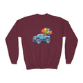 Kids Monster Truck Sweatshirt with Colorful Puzzle Pieces – Autism Awareness Crewneck