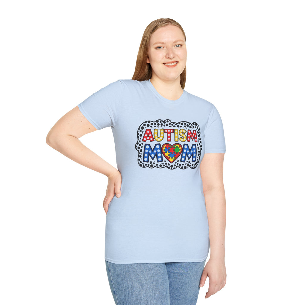 Autism Mom T-Shirt — Colorful Puzzle Heart Support Tee