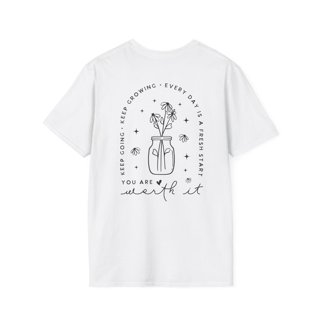 You Are Worth It T-Shirt — Floral Jar Self-Love Tee