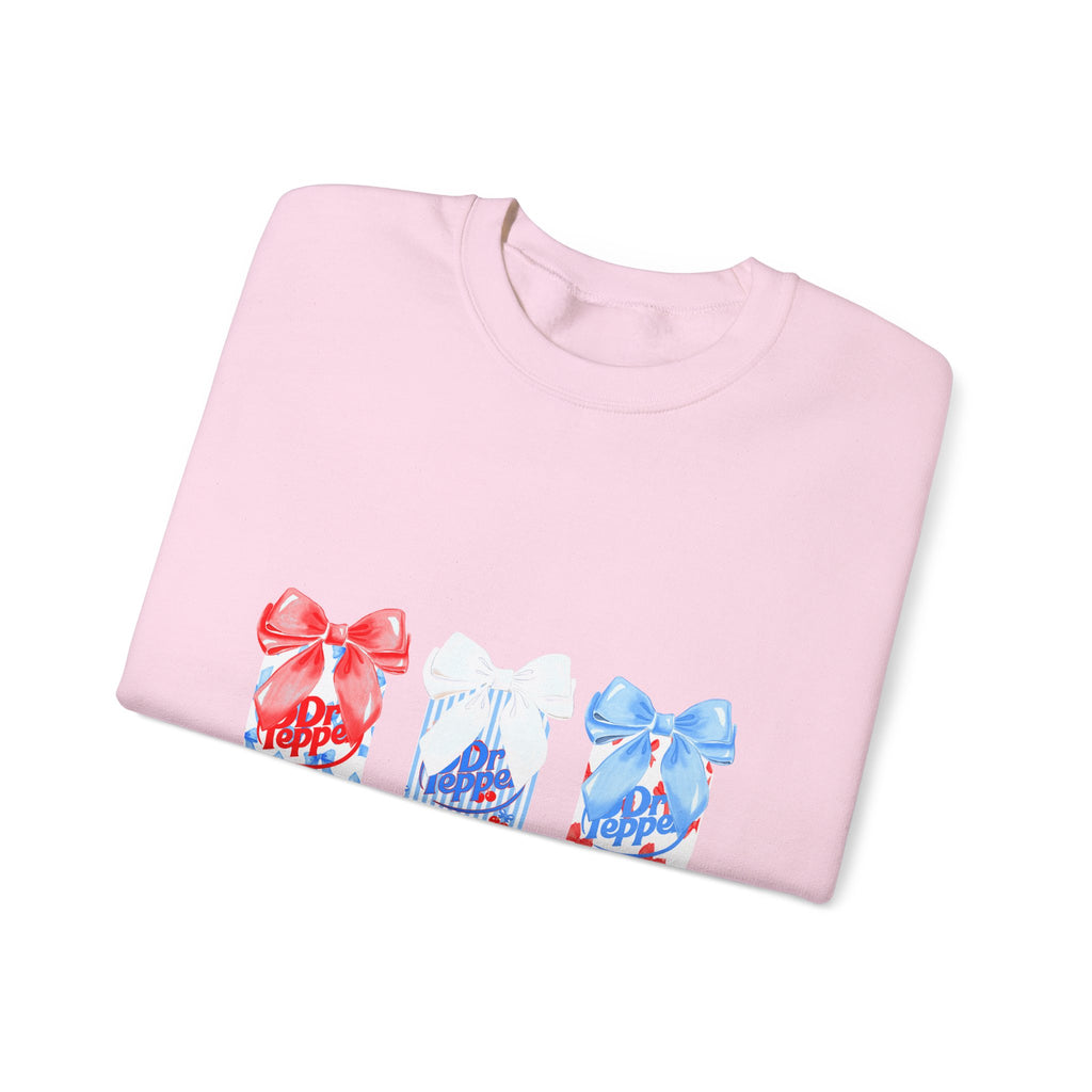 Patriotic Gift Candles Crewneck Sweatshirt – Red White Blue Ribbon Candle Trio
