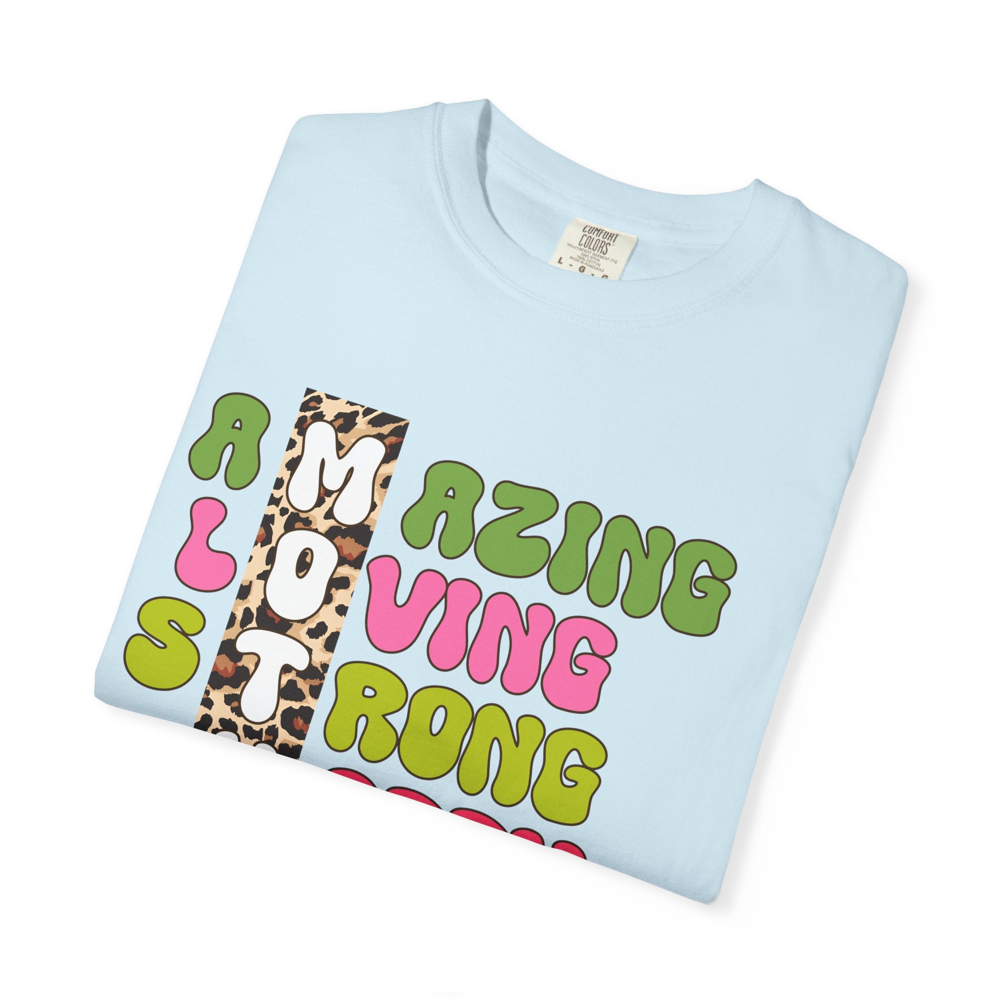 Mother Acrostic Graphic T-Shirt — Retro Bubble Letters & Leopard Accent