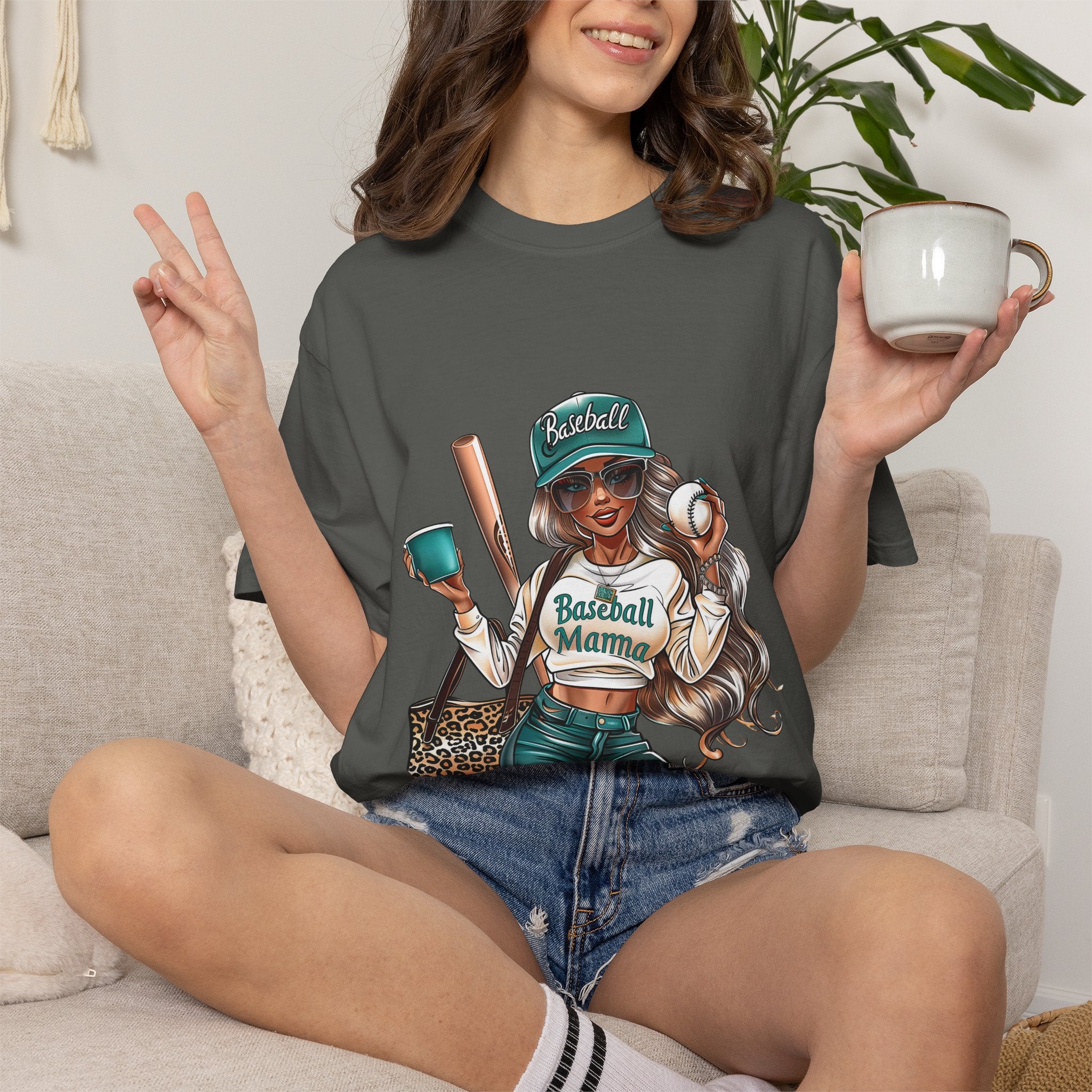 Baseball Mama T-Shirt — Cute Mom Baseball Tee with Bat & Ball Graphic