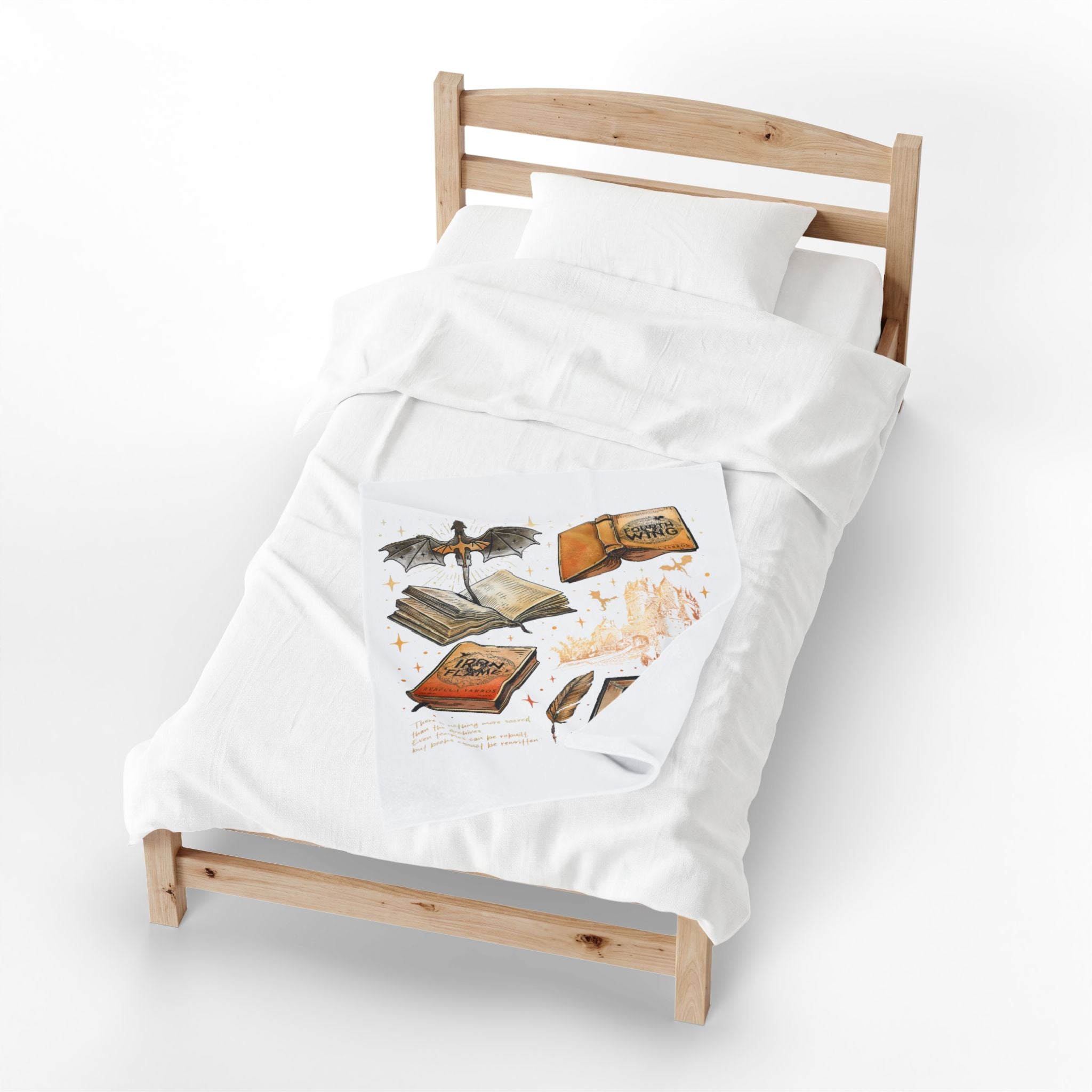 Fantasy Book Lover Plush Blanket – Magic Books & Castle Velveteen Throw