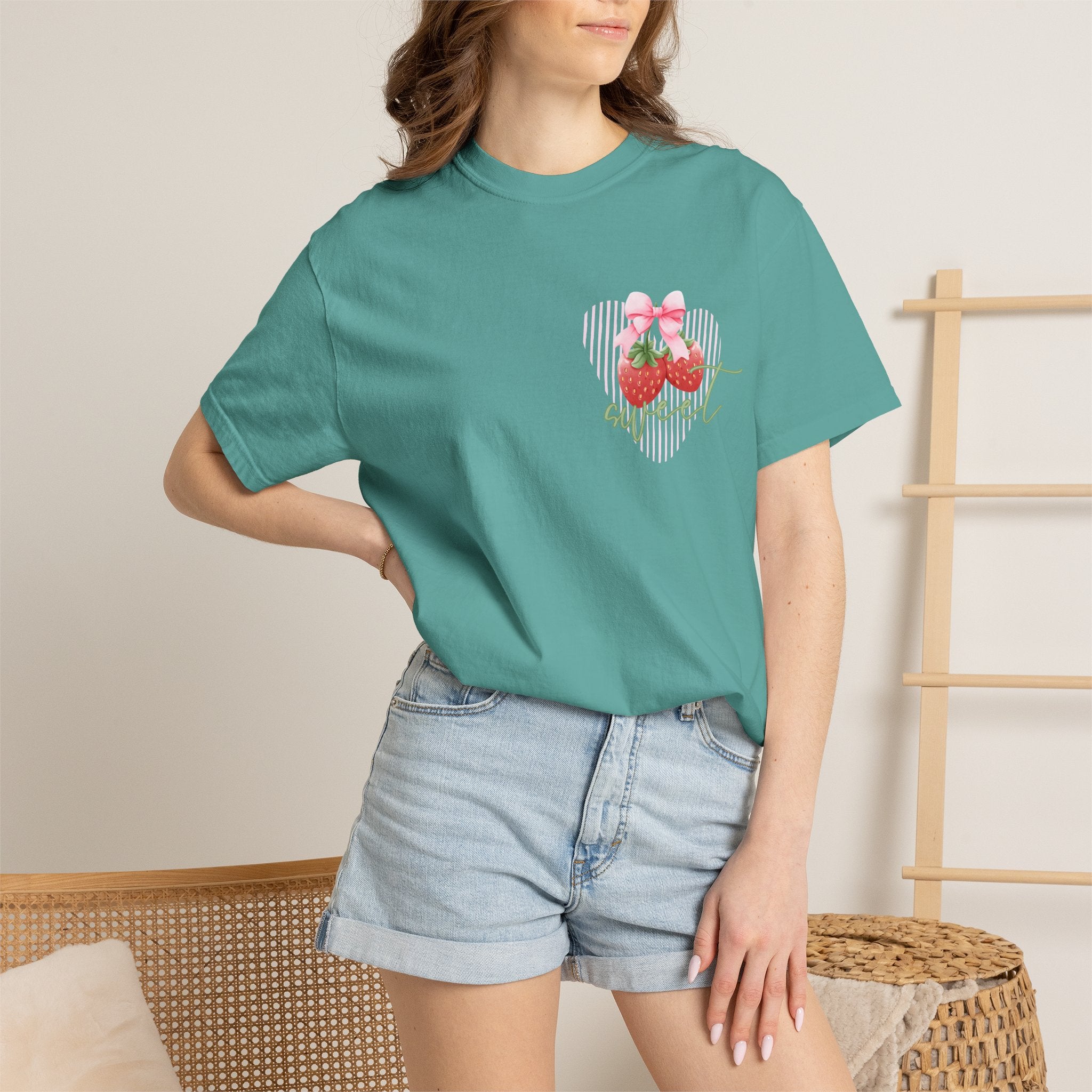 Summer Fruit T-Shirt — "Sweet Summer" Strawberry & Lemon Graphic Tee