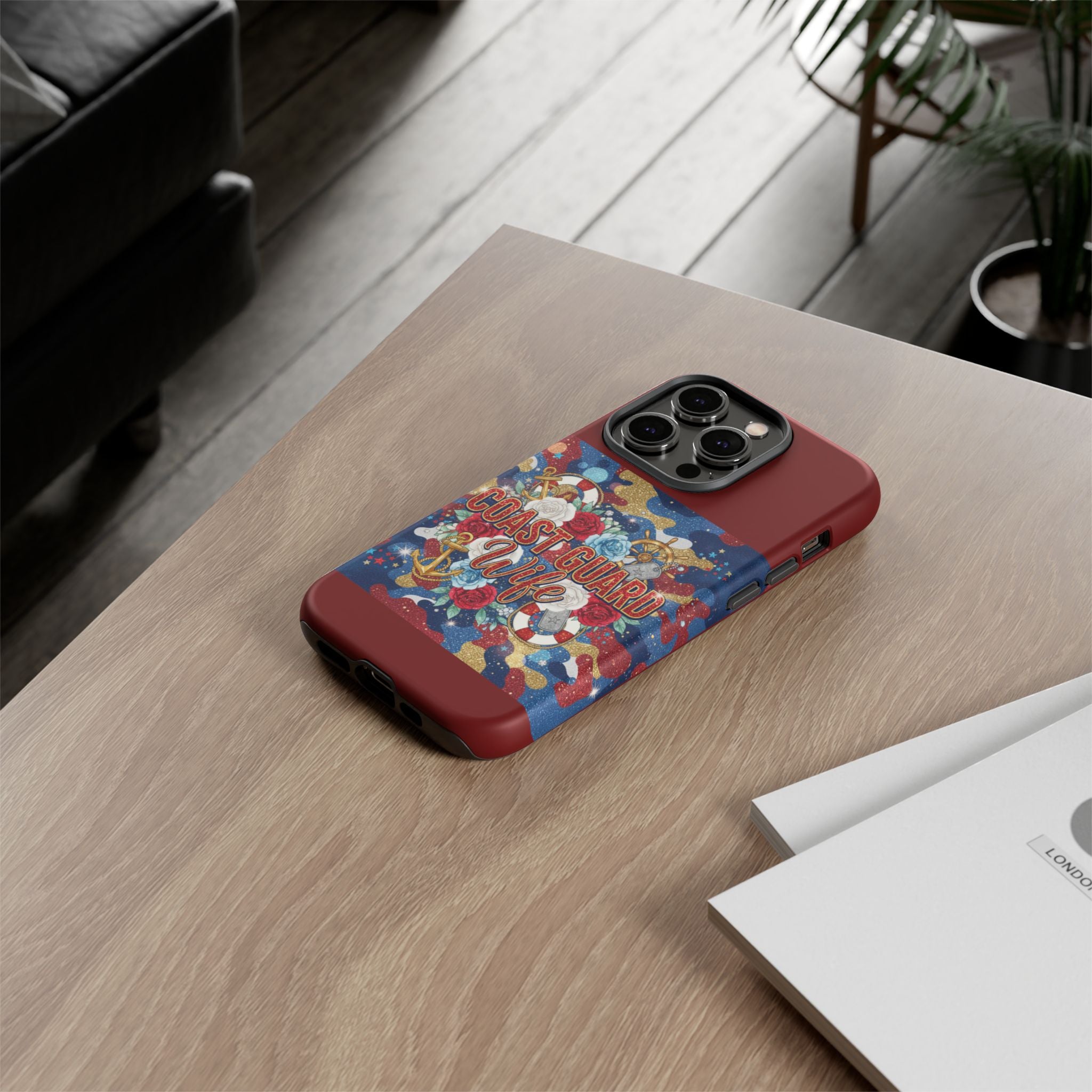 Coast Guard Wife Tough Phone Case — Patriotic Anchor & Lifebuoy Design