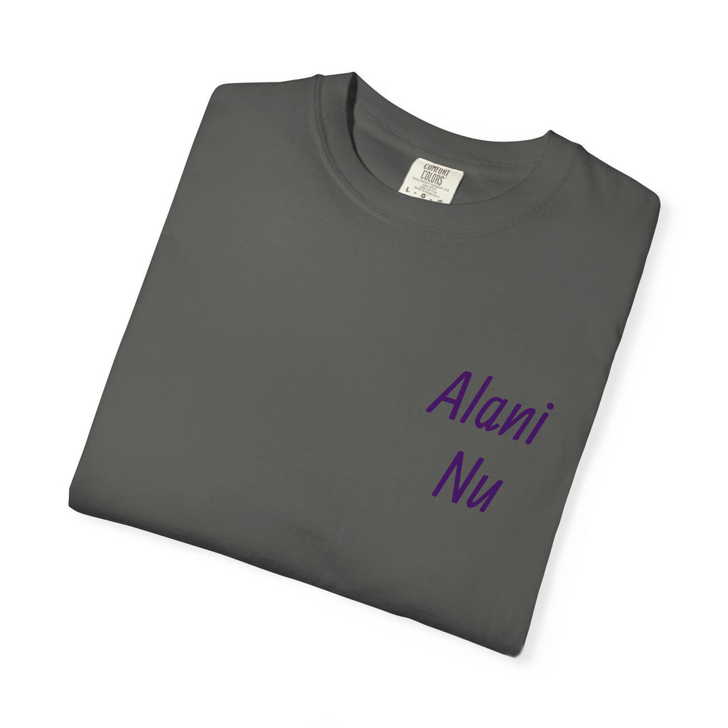 Graphic T-Shirt — 'Alani Nu' Collage Back Print, Retro Floral & Lip Art Tee