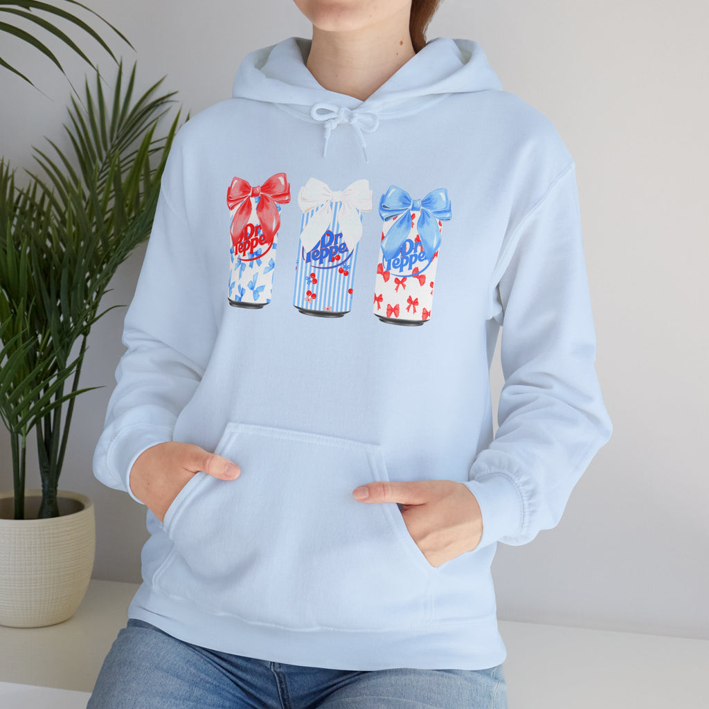 Gift Box Trio Hoodie - Red White Blue Ribbon Holiday Sweatshirt