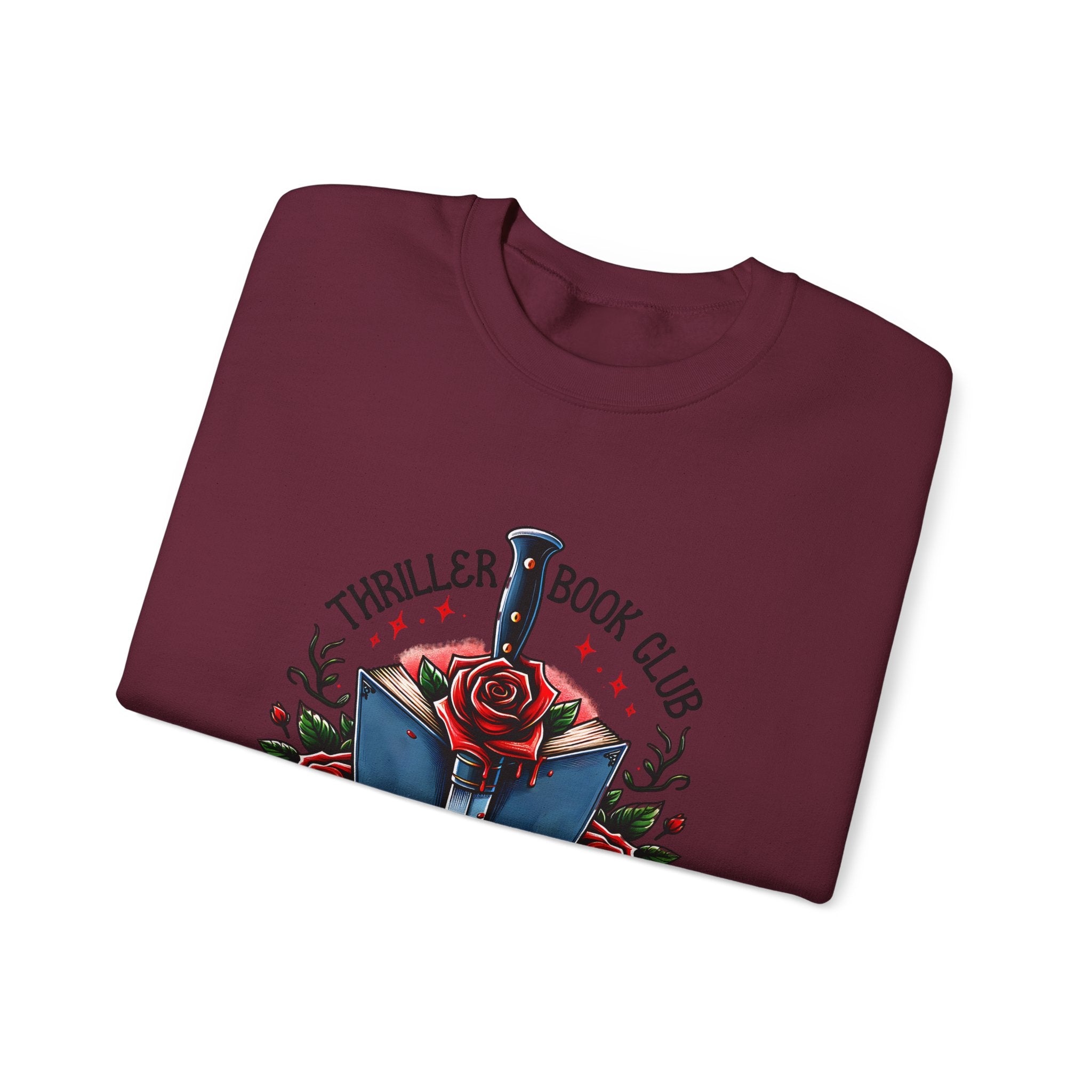 Thriller Book Club Sweatshirt — "We Like Our Books Flipped" Gothic Rose & Dagger Crewneck