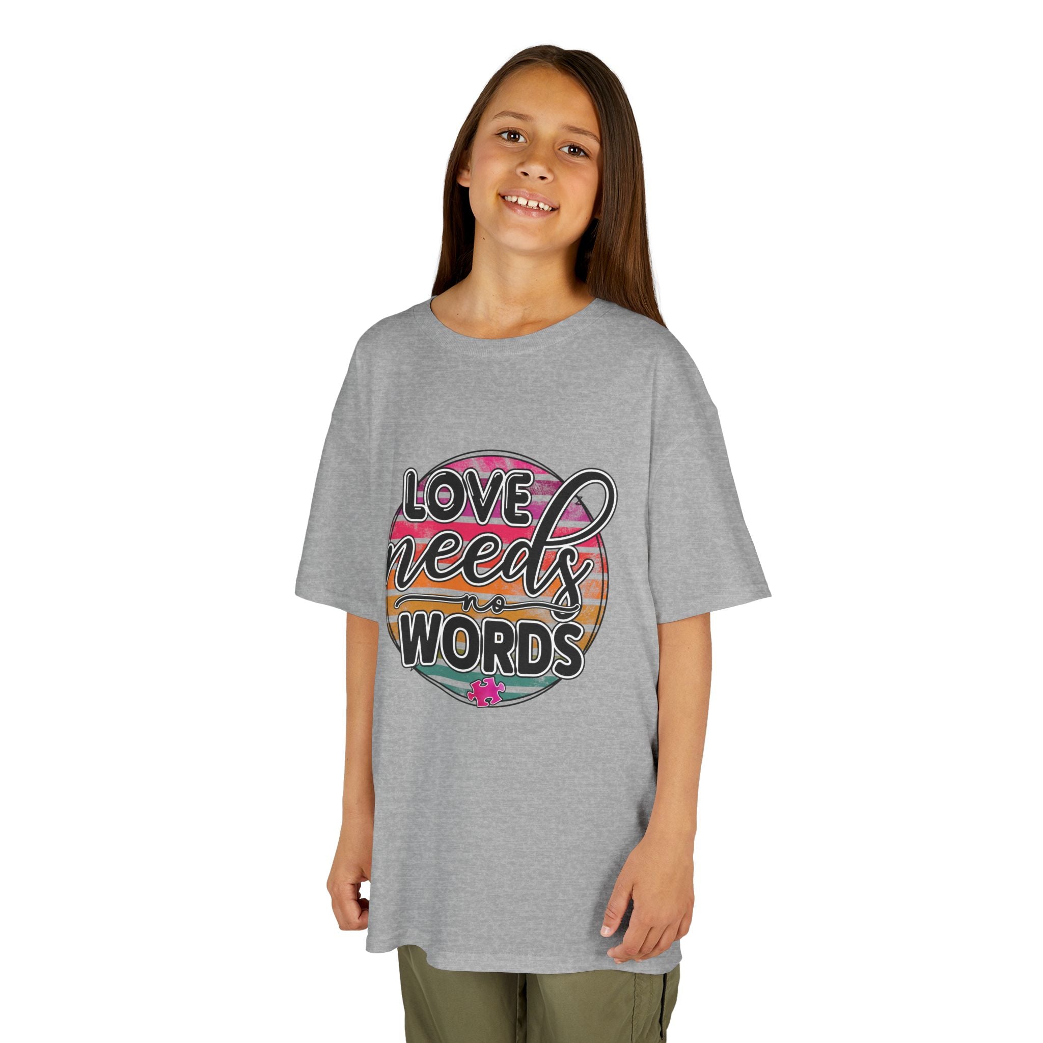 Kids Tee - "Love Needs Words" Colorful Circle Graphic