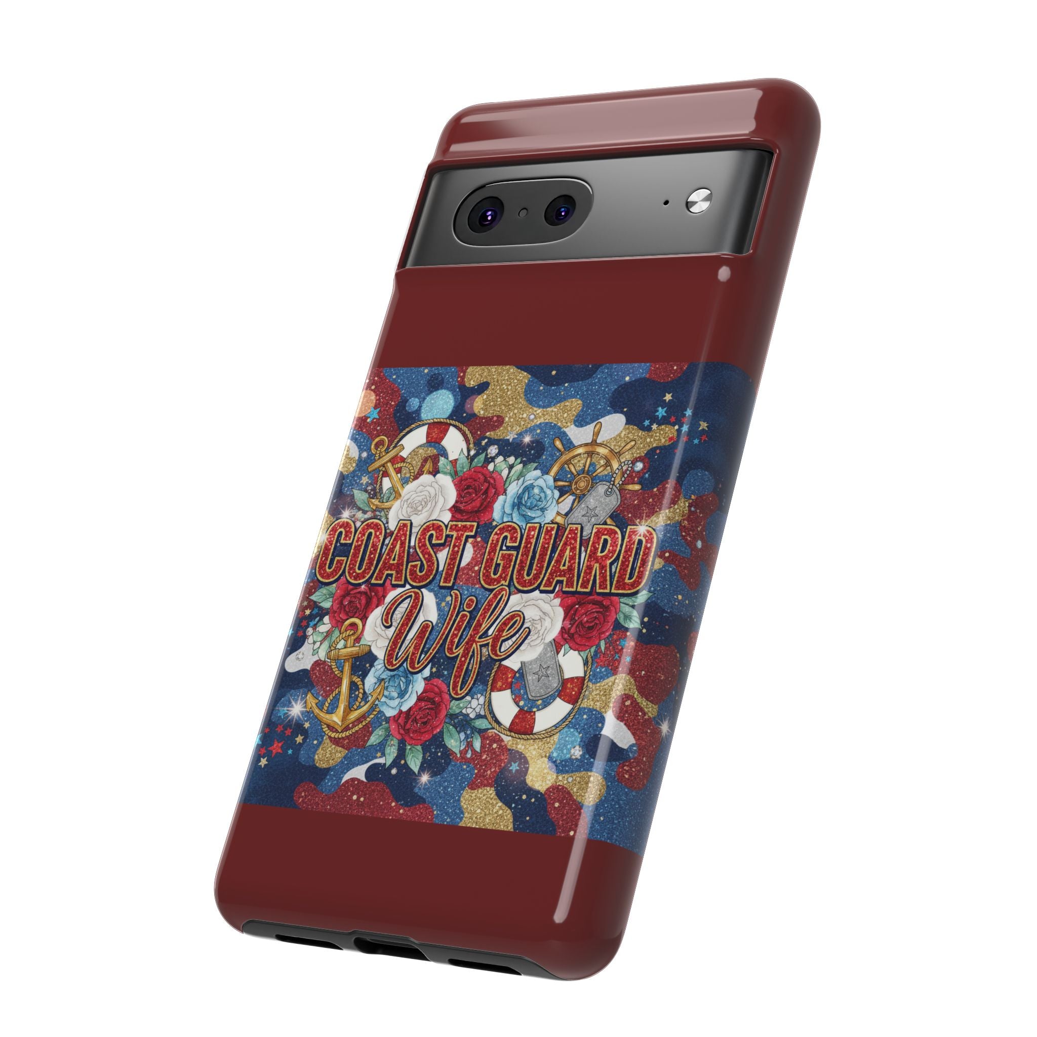 Coast Guard Wife Tough Phone Case — Patriotic Anchor & Lifebuoy Design