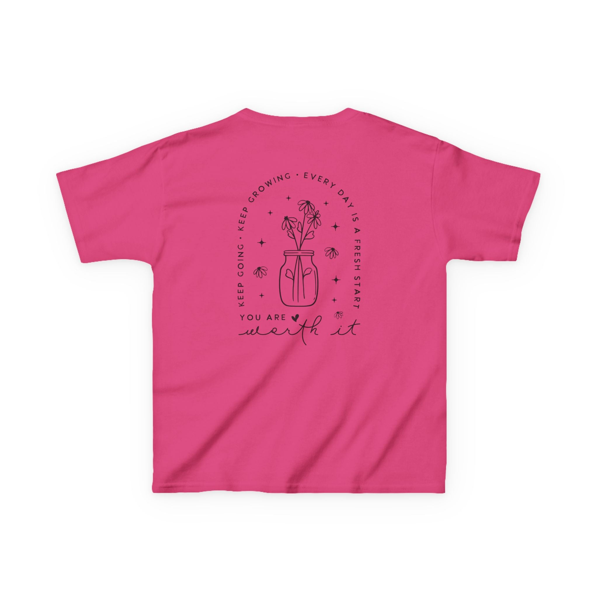 Kids Tee — “You Are Worth It” Minimal Floral Comfort Shirt