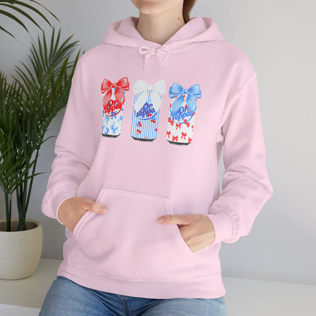 Gift Box Trio Hoodie - Red White Blue Ribbon Holiday Sweatshirt