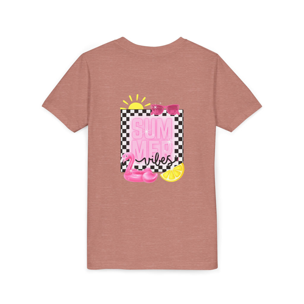 Youth Tee — "SUMMER Vibes" Pink Floaty Checkerboard Kids T-Shirt