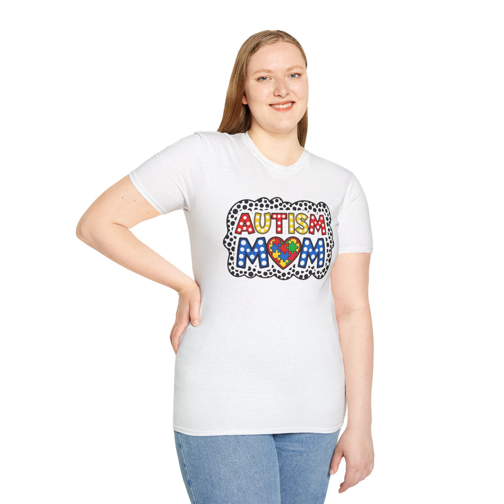 Autism Mom T-Shirt — Colorful Puzzle Heart Support Tee