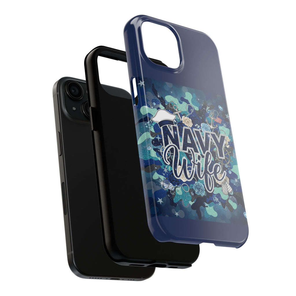Navy Wife Tough Phone Case — Military Camouflage Protective Phone Cover, Perfect Gift for Navy Spouses