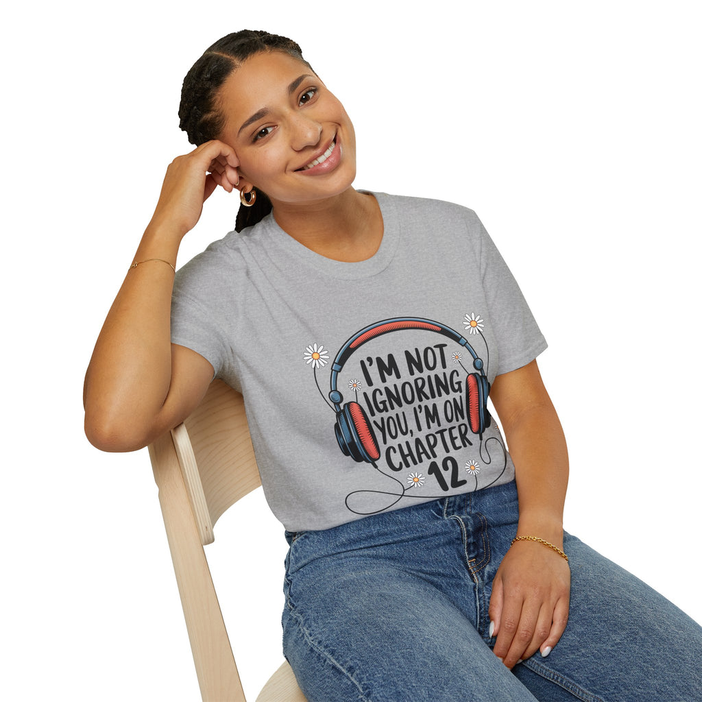 Book Lover T‑Shirt — "I’m Not Ignoring You, I’m on Chapter 12" Headphones Design