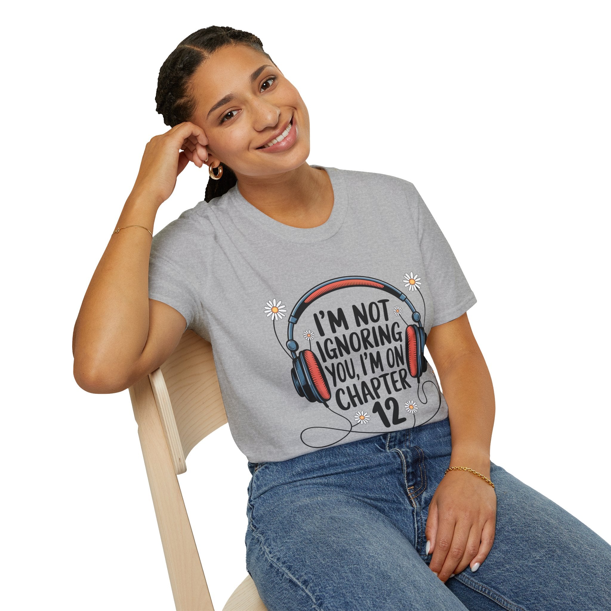 Book Lover T‑Shirt — "I’m Not Ignoring You, I’m on Chapter 12" Headphones Design
