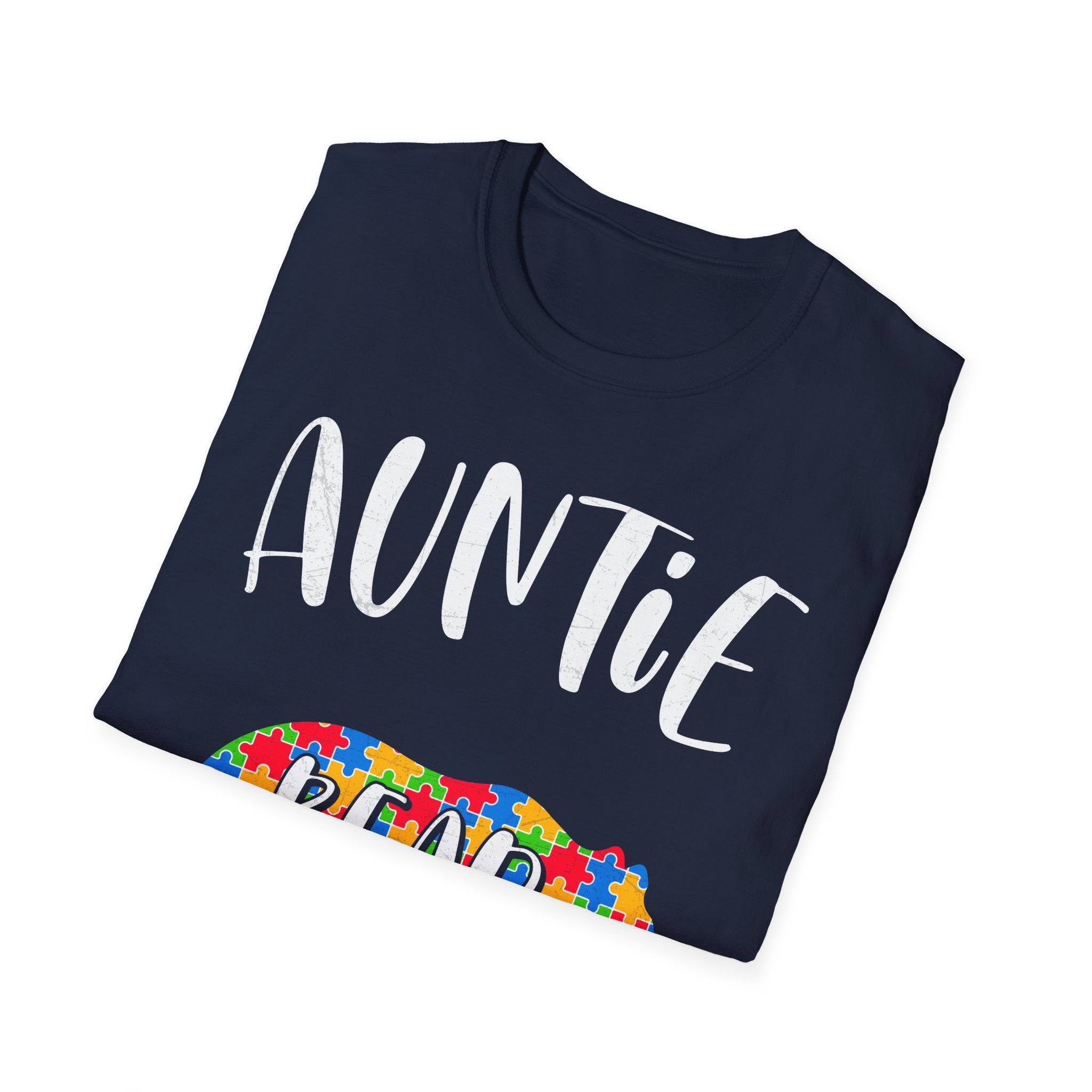 Auntie Bear T-Shirt — Colorful Puzzle Autism Awareness Tee
