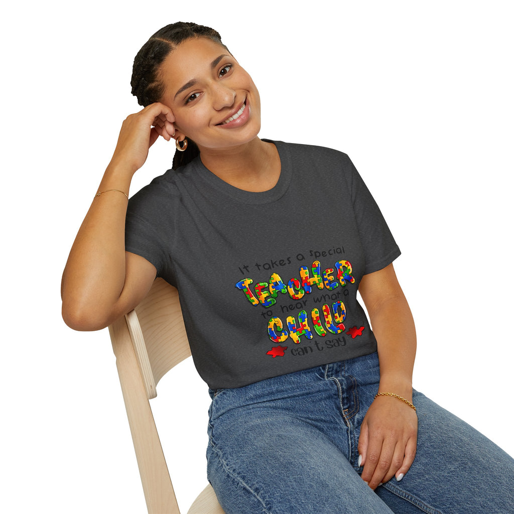 Teacher Appreciation T‑Shirt – “It Takes a Special Teacher to Hear What a Child Can’t Say” Colorful Kids Design