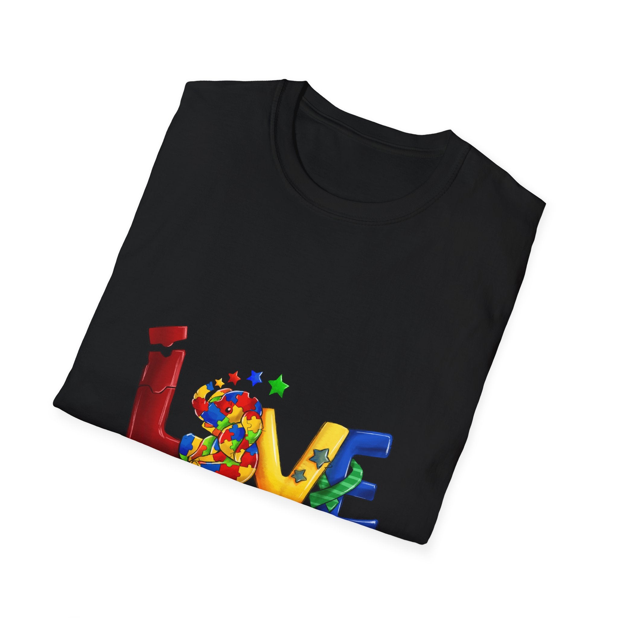 LOVE Needs No Words T‑Shirt — Colorful Puzzle Heart Autism Awareness Tee