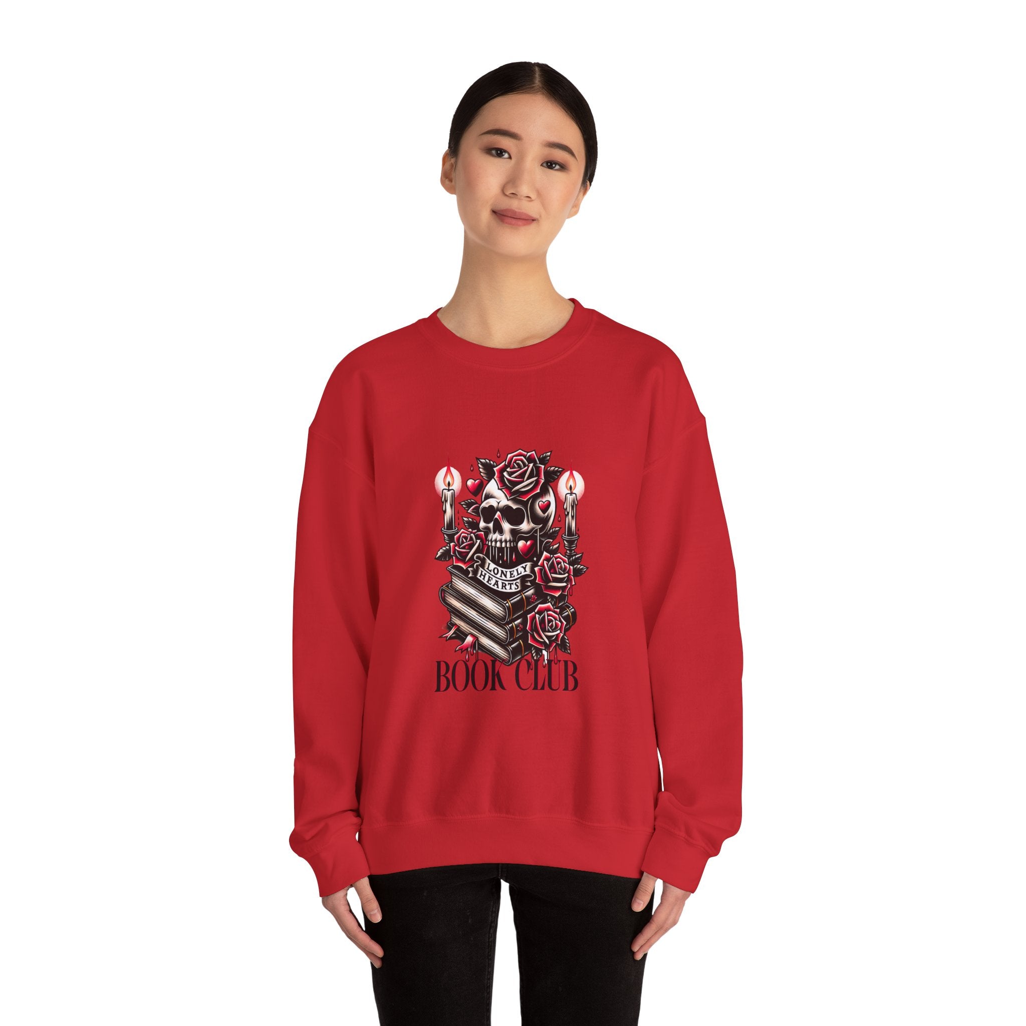 Book Club Sweatshirt — Gothic Skull, Roses & Candles Reading Crewneck