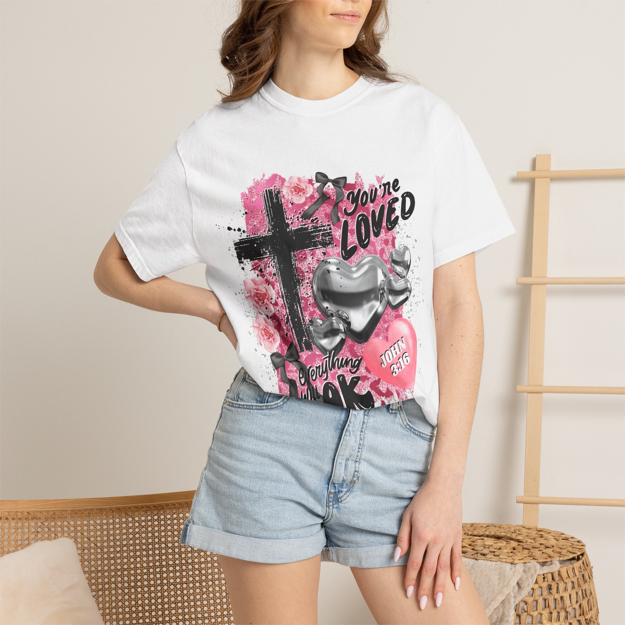 Christian Cross T-Shirt — "You're Loved" John 3:16 Faith Tee