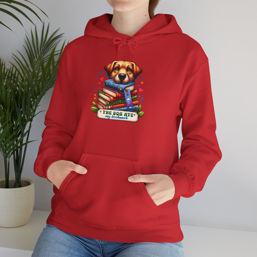 Dog Mom Hoodie — Cute Puppy Reading Books "The Dog Ate" Graphic Sweatshirt