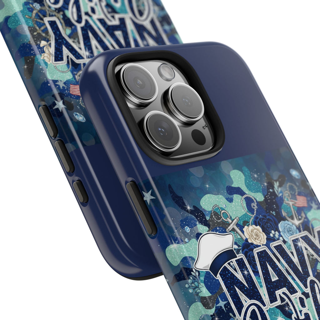 Navy Wife Tough Phone Case — Military Camouflage Protective Phone Cover, Perfect Gift for Navy Spouses