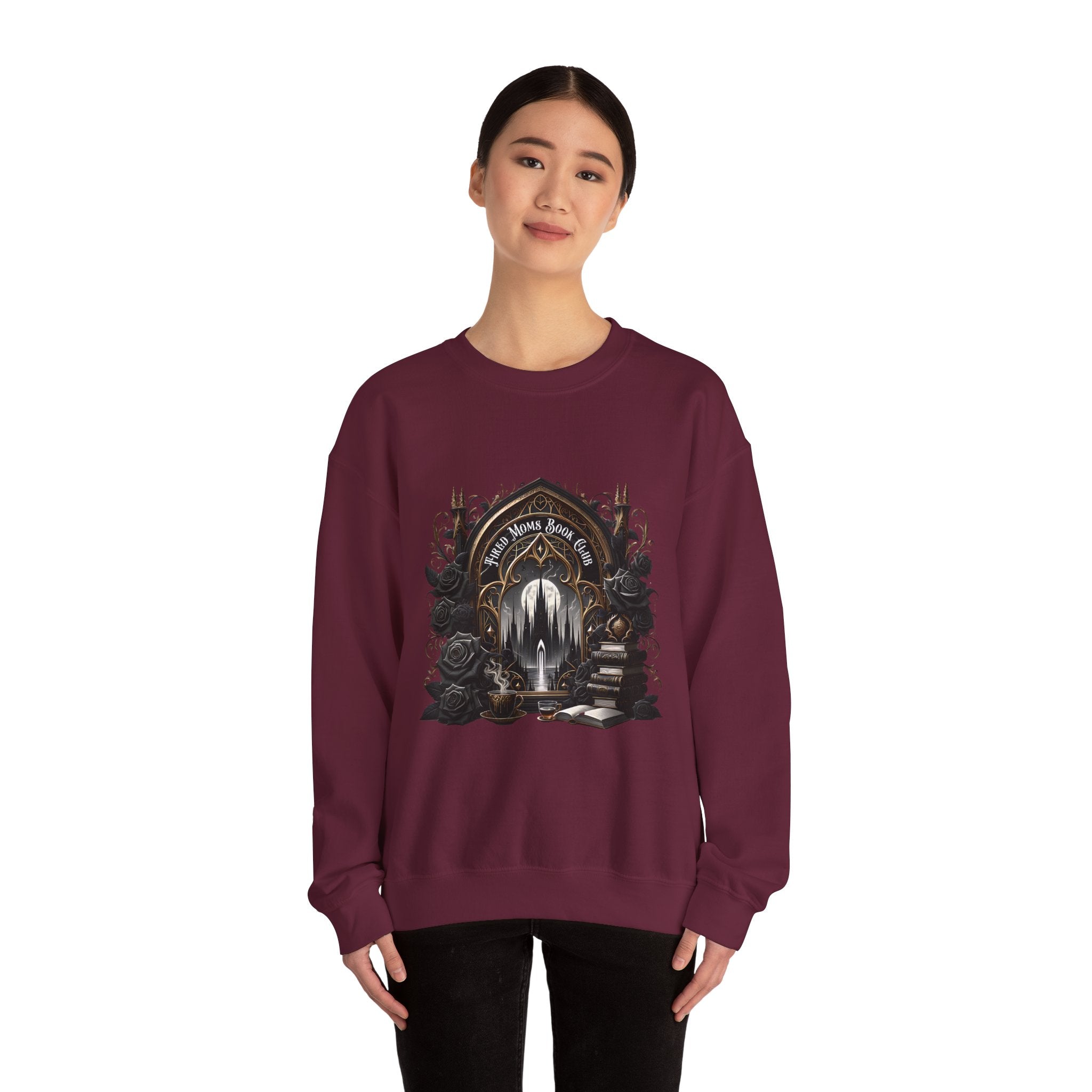 Mystic Library Crewneck Sweatshirt — Gothic 'Seek Silent Wisdom' Design